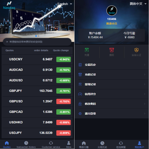 海外版微盘源码/外汇微交易系统/伪交易所源码