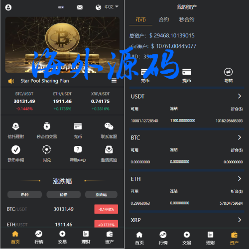 多语言交易所系统/秒合约交易/理财认购矿机闪兑贷款